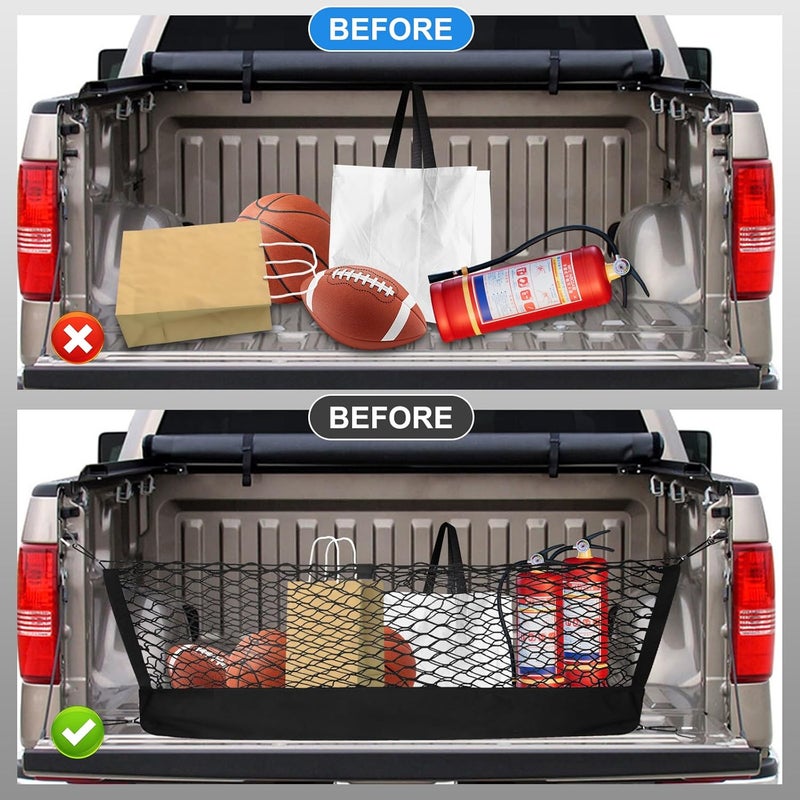 AuyNeas for Toyota Tacoma Envelope Style Truck Bed Cargo Net - Fits 2013-2024 2025 2026 Tacoma Accessories Cargo Net for Pickup Truck Bed - Heavy Duty Carabiners - Image 3